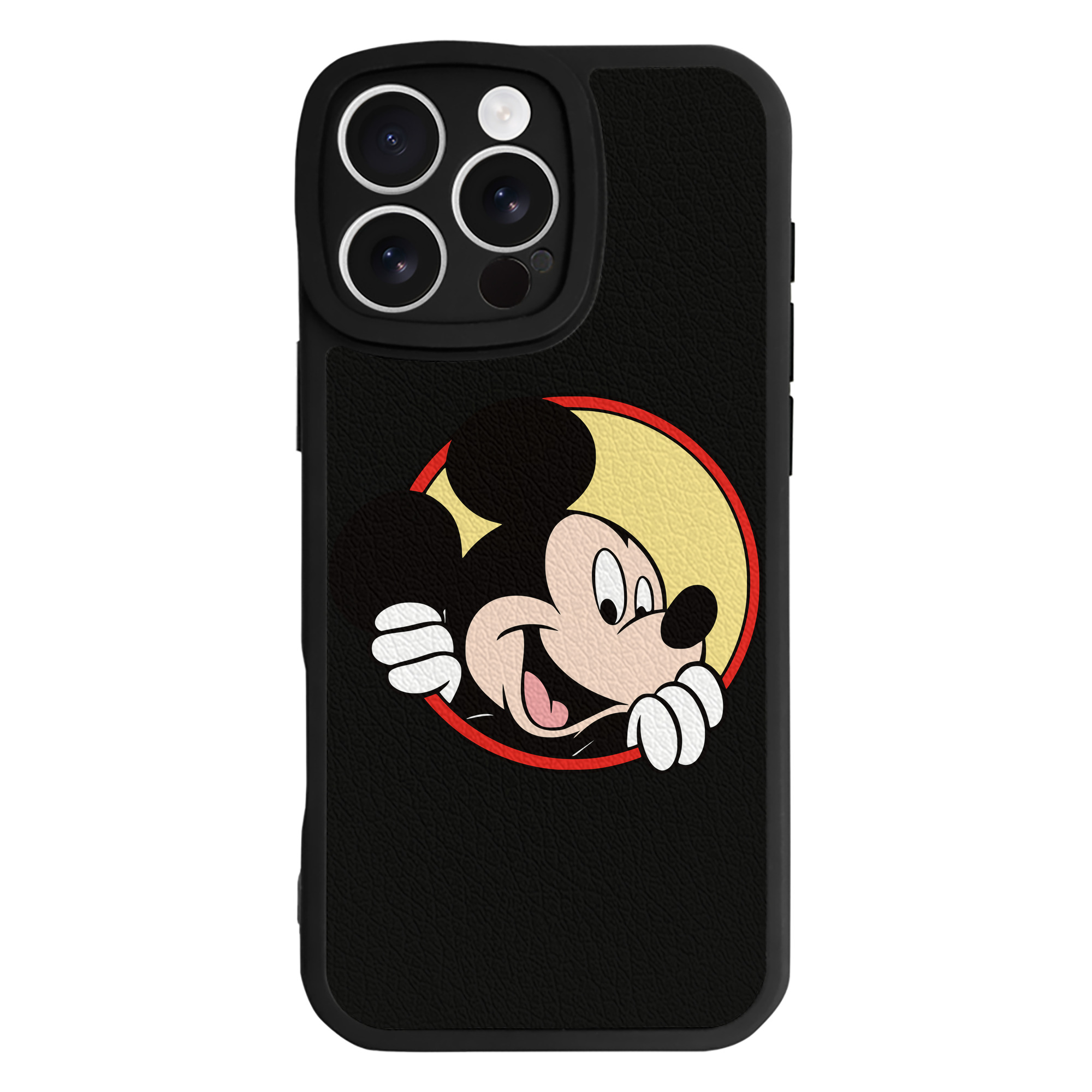 （画像用） ミッキーマウス Mickey Mouse 【iPhone 16シリーズ対応】シリコンスマホケース（レザー調） 材質：シリコン